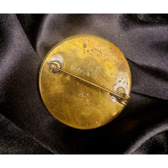 Vintage Micro Mosaic Italy Signed Floral Flowers Brooch - Picture 5 of 5